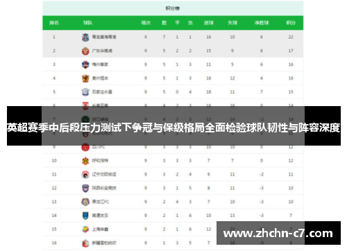 英超赛季中后段压力测试下争冠与保级格局全面检验球队韧性与阵容深度